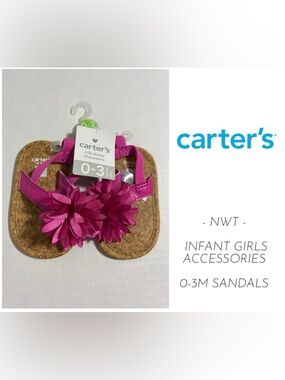🆕CARTER’S - 0/3M - NWT - INFANT GIRLS PINK FLORAL SANDALS / SHOES